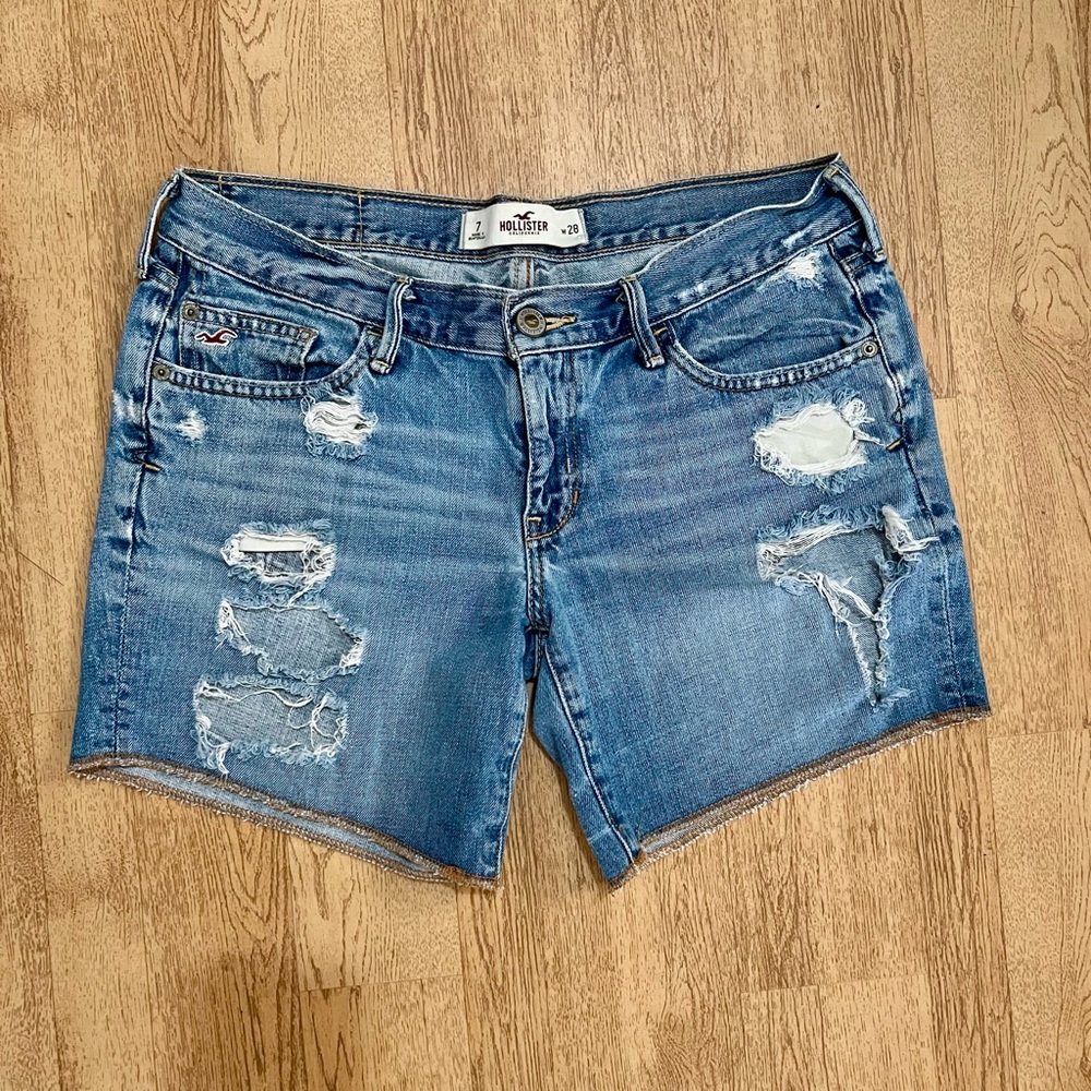 Hollister Blue Distressed Jean Shorts